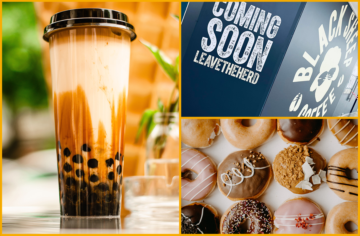 Bubble tea, donuts and coffee